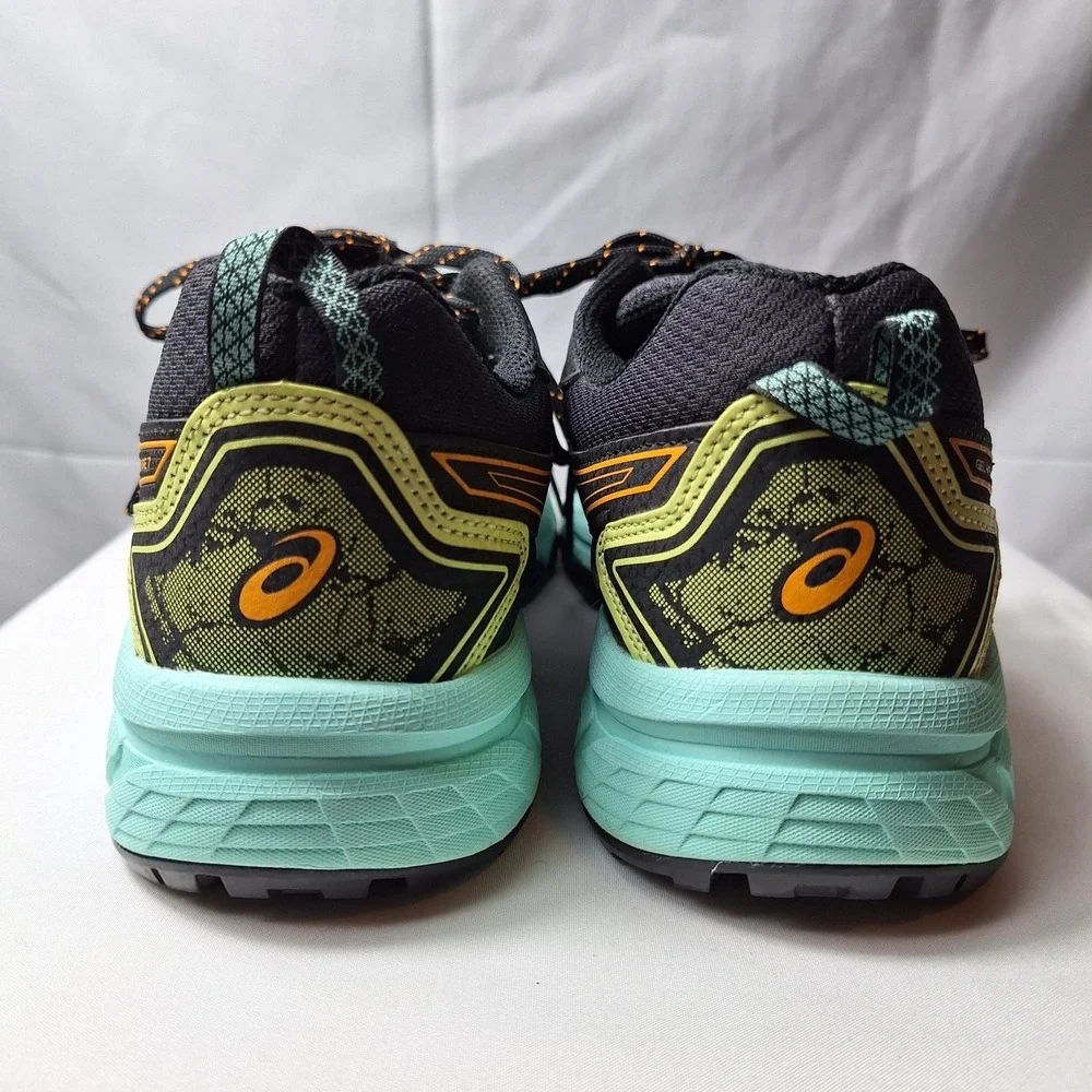 ASICS Gel-Venture 7 Trail Running Sneaker Women Sz 8.5 Black/Teal/Orange Pop GUC